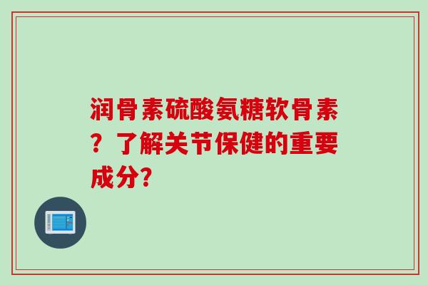 润骨素硫酸氨糖软骨素？了解关节保健的重要成分？
