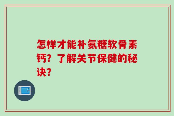 怎样才能补氨糖软骨素钙？了解关节保健的秘诀？