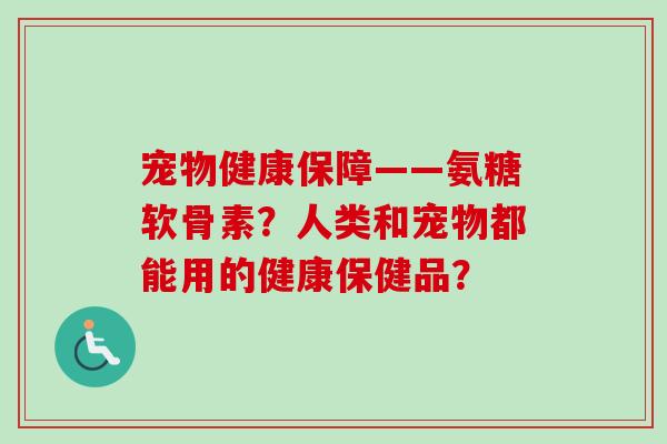 宠物健康保障——氨糖软骨素？人类和宠物都能用的健康保健品？
