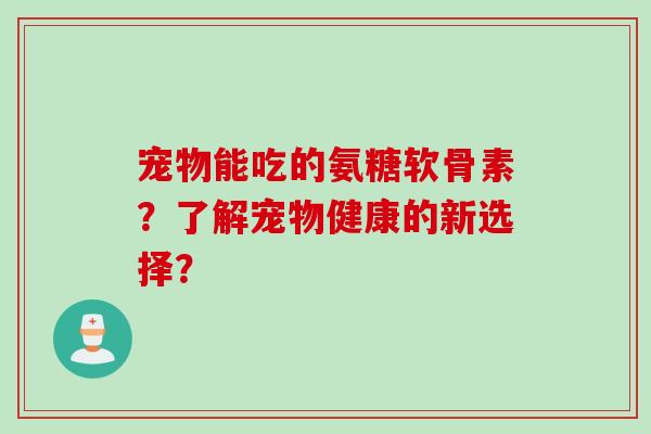 宠物能吃的氨糖软骨素?了解宠物健康的新选择? 宠物能吃的氨糖软骨素?了解宠物健康的新选择?