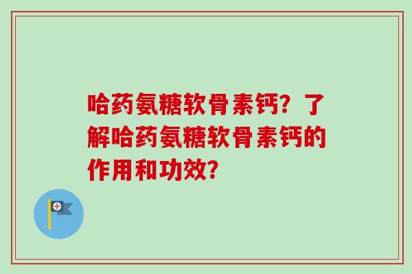 哈药氨糖软骨素钙？了解哈药氨糖软骨素钙的作用和功效？