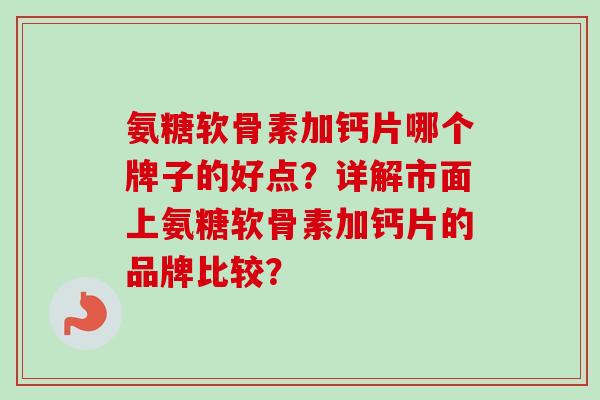 氨糖软骨素加钙片哪个牌子的好点？详解市面上氨糖软骨素加钙片的品牌比较？