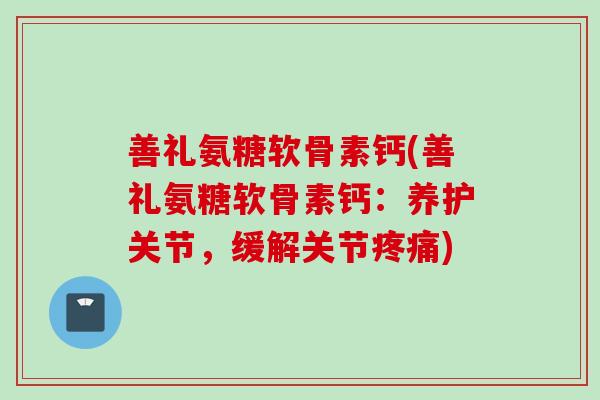 善礼氨糖软骨素钙(善礼氨糖软骨素钙：养护关节，缓解关节疼痛)