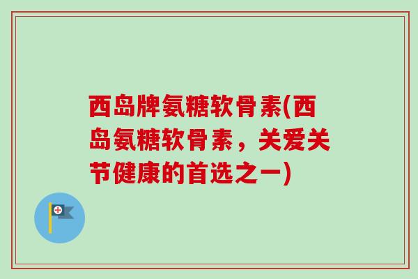 西岛牌氨糖软骨素(西岛氨糖软骨素，关爱关节健康的首选之一)