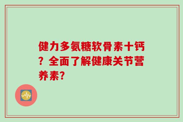 健力多氨糖软骨素十钙？全面了解健康关节营养素？