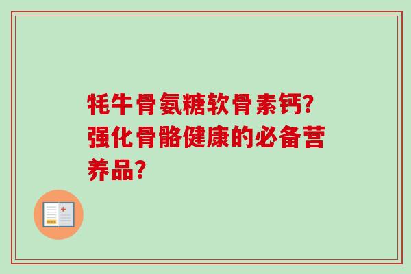 牦牛骨氨糖软骨素钙？强化骨骼健康的必备营养品？