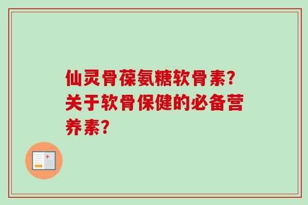 仙灵骨葆氨糖软骨素？关于软骨保健的必备营养素？