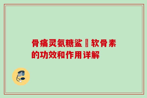 骨痛灵氨糖鲨魚软骨素的功效和作用详解