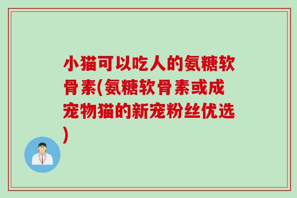小猫可以吃人的氨糖软骨素(氨糖软骨素或成宠物猫的新宠粉丝优选)