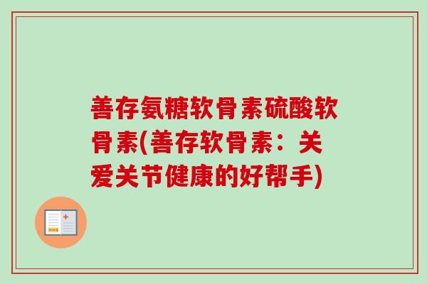 善存氨糖软骨素硫酸软骨素(善存软骨素：关爱关节健康的好帮手)
