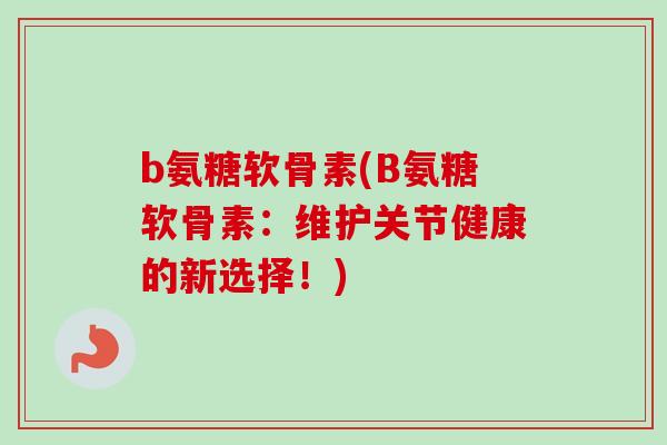 b氨糖软骨素(B氨糖软骨素：维护关节健康的新选择！)