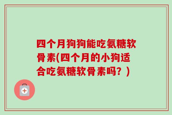 四个月狗狗能吃氨糖软骨素(四个月的小狗适合吃氨糖软骨素吗？)