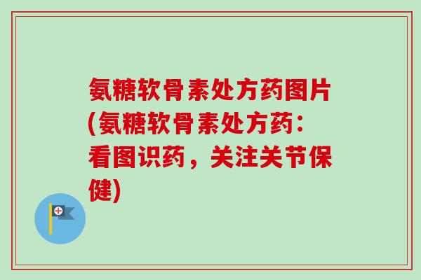氨糖软骨素处方药图片(氨糖软骨素处方药：看图识药，关注关节保健)