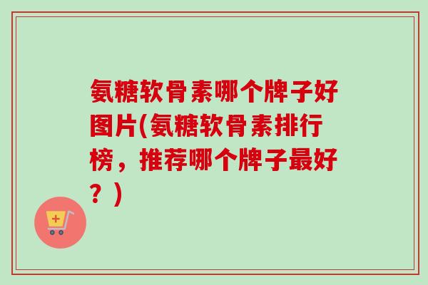 氨糖软骨素哪个牌子好图片(氨糖软骨素排行榜，推荐哪个牌子最好？)