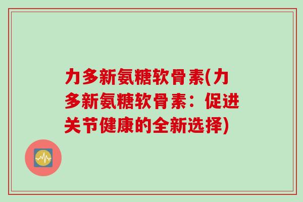 力多新氨糖软骨素(力多新氨糖软骨素：促进关节健康的全新选择)