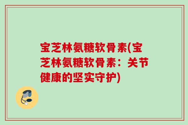 宝芝林氨糖软骨素(宝芝林氨糖软骨素：关节健康的坚实守护)