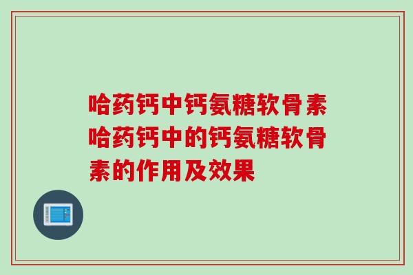 哈药钙中钙氨糖软骨素哈药钙中的钙氨糖软骨素的作用及效果