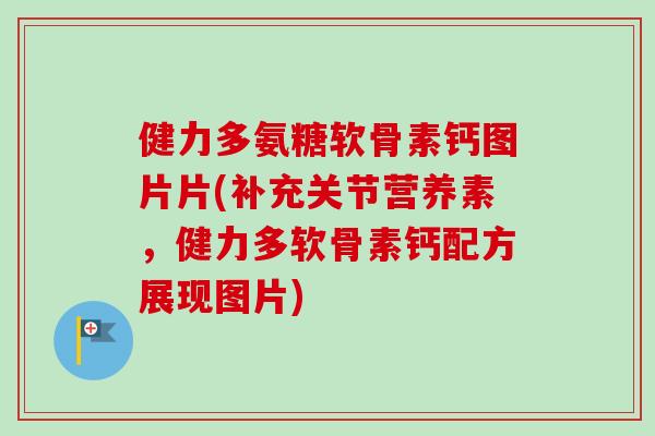 健力多氨糖软骨素钙图片片(补充关节营养素，健力多软骨素钙配方展现图片)