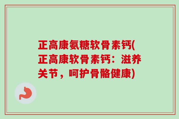 正高康氨糖软骨素钙(正高康软骨素钙：滋养关节，呵护骨骼健康)