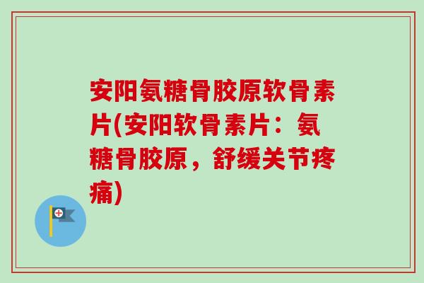 安阳氨糖骨胶原软骨素片(安阳软骨素片：氨糖骨胶原，舒缓关节疼痛)