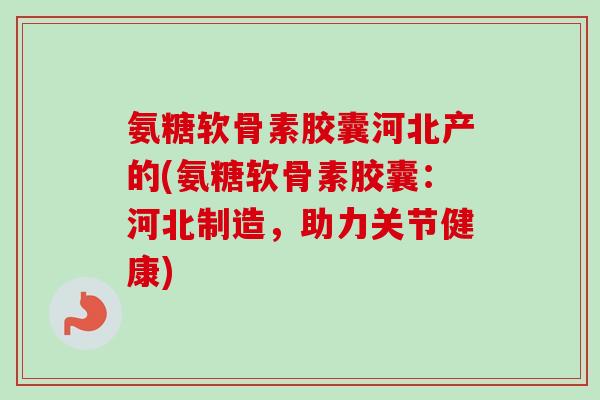 氨糖软骨素胶囊河北产的(氨糖软骨素胶囊：河北制造，助力关节健康)