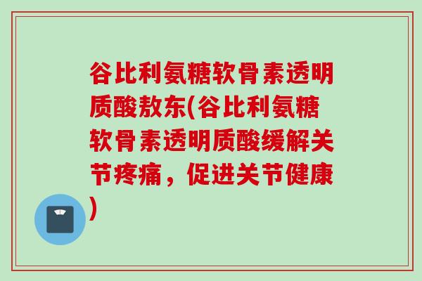 谷比利氨糖软骨素透明质酸敖东(谷比利氨糖软骨素透明质酸缓解关节疼痛，促进关节健康)