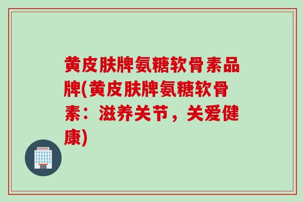 黄皮肤牌氨糖软骨素品牌(黄皮肤牌氨糖软骨素：滋养关节，关爱健康)