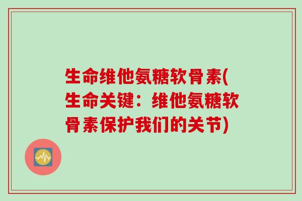 生命维他氨糖软骨素(生命关键：维他氨糖软骨素保护我们的关节)