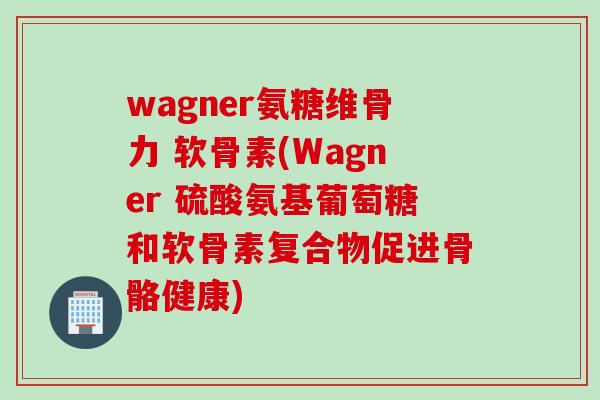wagner氨糖维骨力 软骨素(Wagner 硫酸氨基葡萄糖和软骨素复合物促进骨骼健康)