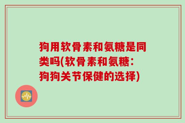 狗用软骨素和氨糖是同类吗(软骨素和氨糖：狗狗关节保健的选择)