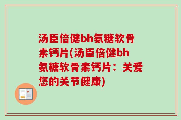 汤臣倍健bh氨糖软骨素钙片(汤臣倍健bh氨糖软骨素钙片：关爱您的关节健康)