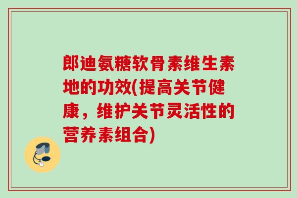 郎迪氨糖软骨素维生素地的功效(提高关节健康，维护关节灵活性的营养素组合)