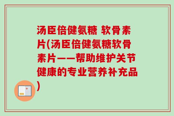 汤臣倍健氨糖 软骨素片(汤臣倍健氨糖软骨素片——帮助维护关节健康的专业营养补充品)
