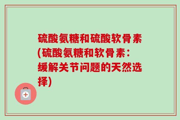 硫酸氨糖和硫酸软骨素(硫酸氨糖和软骨素：缓解关节问题的天然选择)