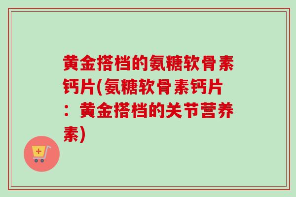 黄金搭档的氨糖软骨素钙片(氨糖软骨素钙片：黄金搭档的关节营养素)