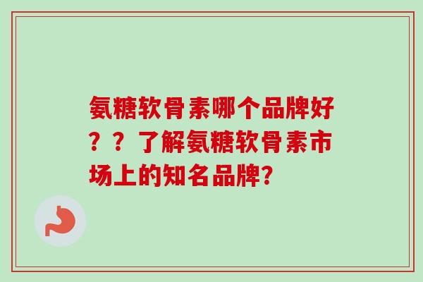 氨糖软骨素哪个品牌好？？了解氨糖软骨素市场上的知名品牌？