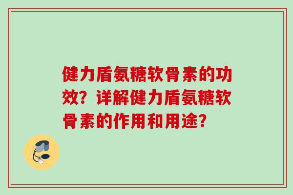 健力盾氨糖软骨素的功效？详解健力盾氨糖软骨素的作用和用途？
