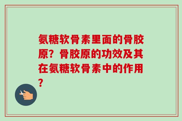 氨糖软骨素里面的骨胶原？骨胶原的功效及其在氨糖软骨素中的作用？
