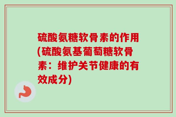 硫酸氨糖软骨素的作用(硫酸氨基葡萄糖软骨素：维护关节健康的有效成分)