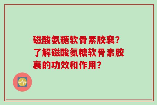 磁酸氨糖软骨素胶襄？了解磁酸氨糖软骨素胶襄的功效和作用？
