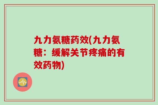 九力氨糖药效(九力氨糖：缓解关节疼痛的有效药物)