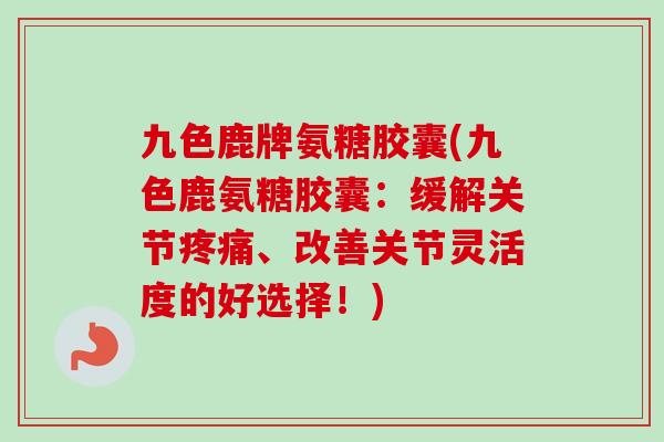 九色鹿牌氨糖胶囊(九色鹿氨糖胶囊：缓解关节疼痛、改善关节灵活度的好选择！)