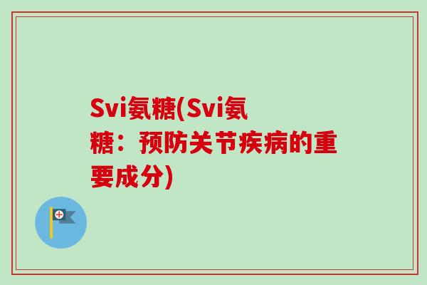 Svi氨糖(Svi氨糖：预防关节疾病的重要成分)
