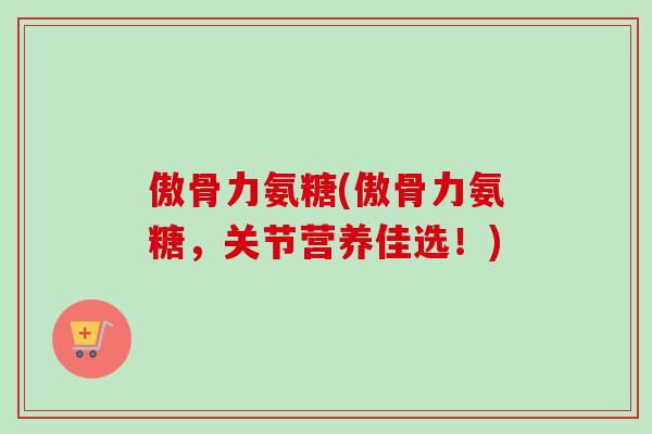 傲骨力氨糖(傲骨力氨糖，关节营养佳选！)