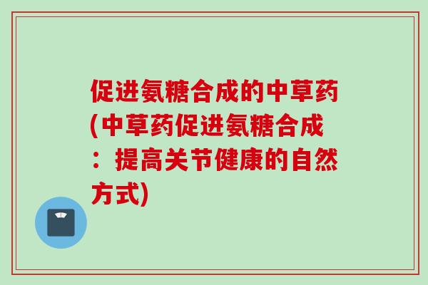 促进氨糖合成的中草药(中草药促进氨糖合成：提高关节健康的自然方式)
