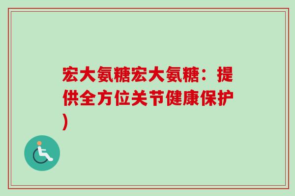 宏大氨糖宏大氨糖：提供全方位关节健康保护)