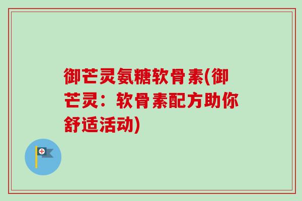 御芒灵氨糖软骨素(御芒灵：软骨素配方助你舒适活动)