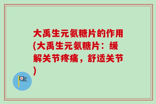 大禹生元氨糖片的作用(大禹生元氨糖片：缓解关节疼痛，舒适关节)