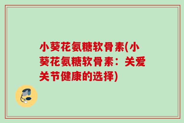 小葵花氨糖软骨素(小葵花氨糖软骨素：关爱关节健康的选择)