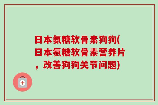 日本氨糖软骨素狗狗(日本氨糖软骨素营养片，改善狗狗关节问题)